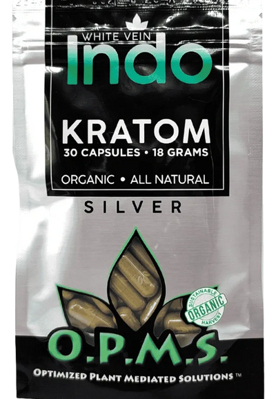 OPMS Silver - White Vein Indo Kratom Capsules - Multiple Sizes